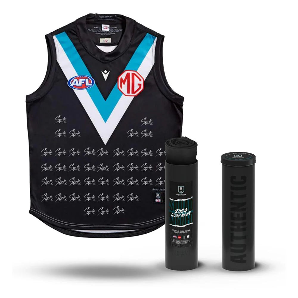 PORT ADELAIDE FOOTBALL CLUB 2024 SQUAD SIGNED GUERNSEY