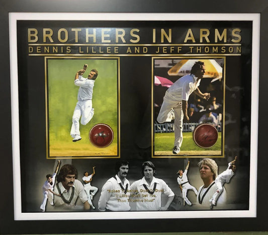 Cricket- Dennis Lillee & Jeff Thomson "Brothers In Arms" Signed Cricket Ball