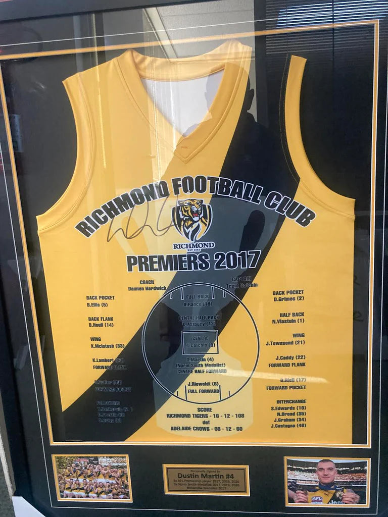 Richmond Tigers 2017 Premiership TEAM Jumper Signed By Dustin Martin