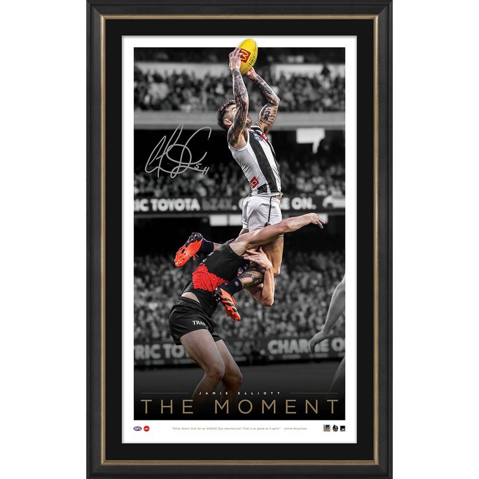 COLLINGWOOD-JAMIE ELLIOTT 'THE MOMENT' SIGNED ICON SERIES FRAMED