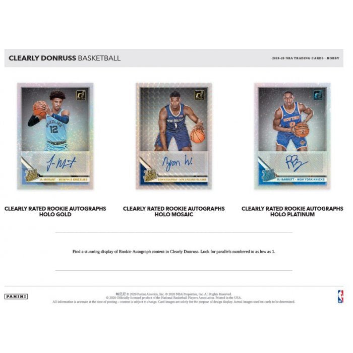 2019-20 Panini Clearly Donruss Basketball Hobby 12 Box Case