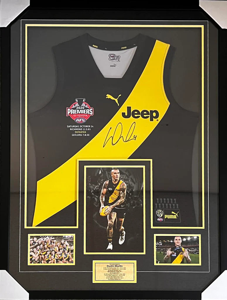 RICHMOND-Dustin Martin Signed 2020 Grand Final Jersey Framed