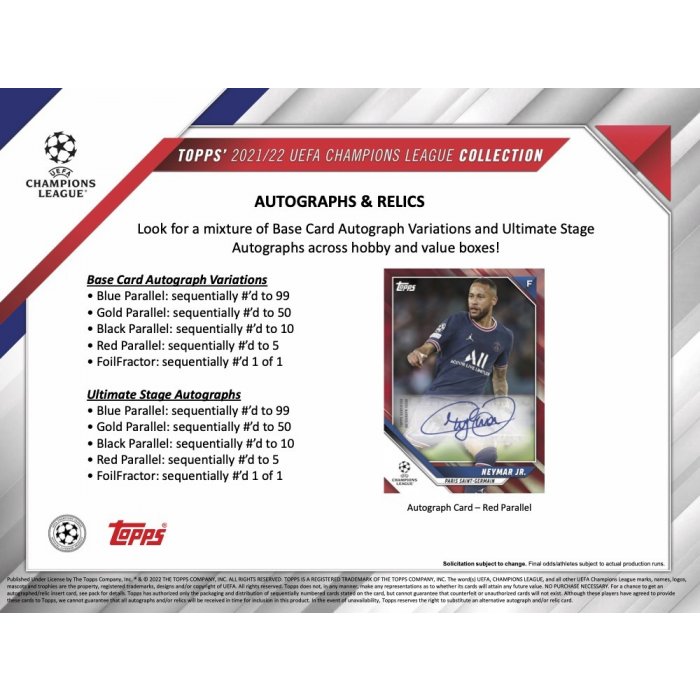 2021-22 Topps UEFA Champions League Collection Hobby 12-Box Case