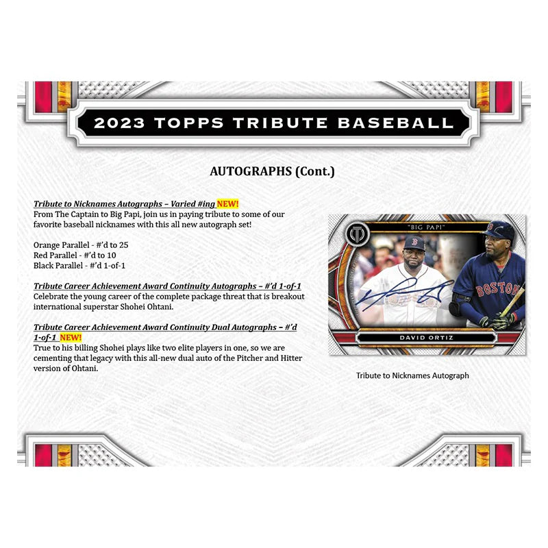 2023 TOPPS TRIBUTE BASEBALL HOBBY BOX