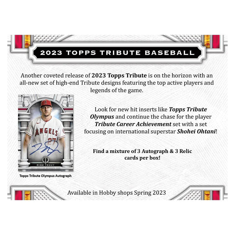 2023 TOPPS TRIBUTE BASEBALL HOBBY BOX