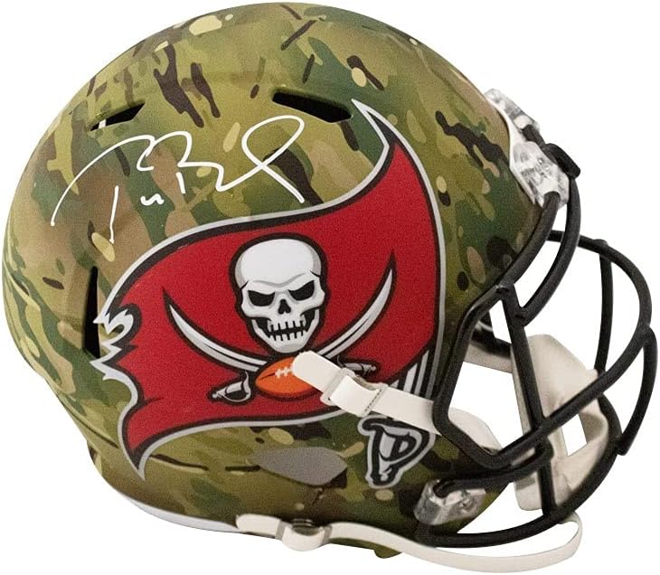 Tom Brady Autographed Buccaneers Camo Full-Size Football Helmet