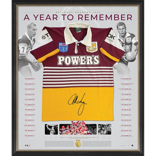 NRL-ALLAN LANGER SIGNED JERSEY DISPLAY