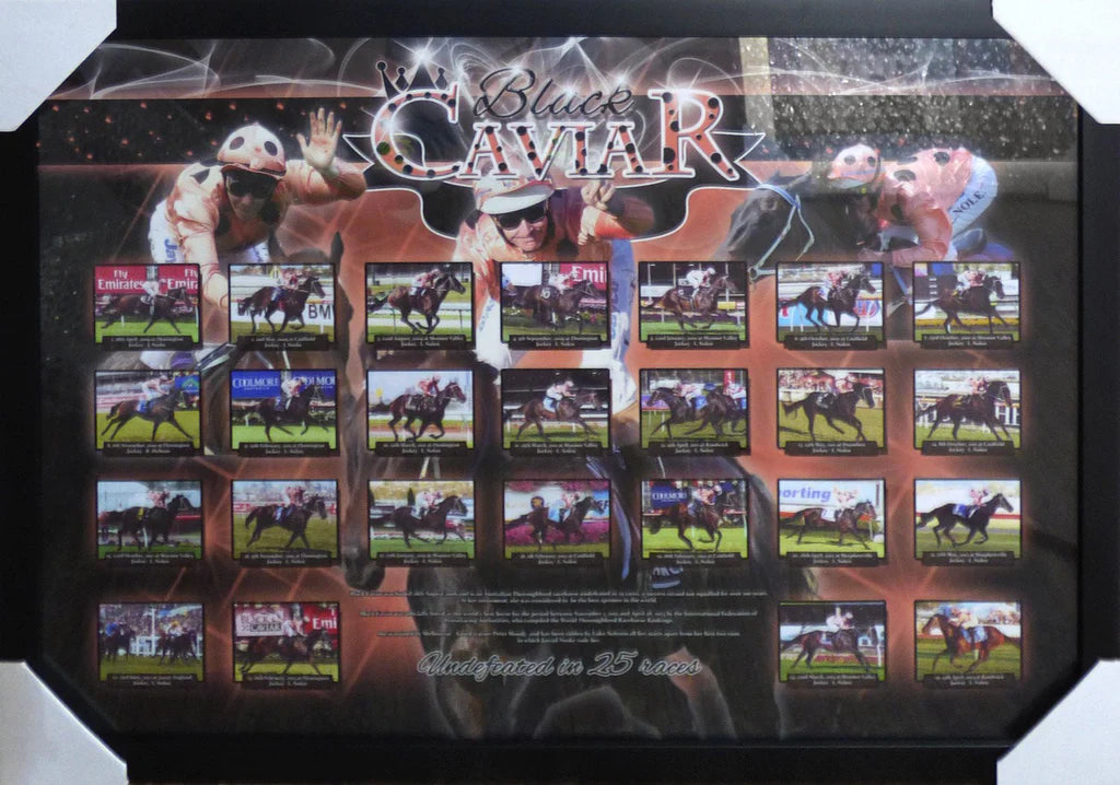 HORSE RACING-Black Caviar Framed Poster - Undefeated- Framed