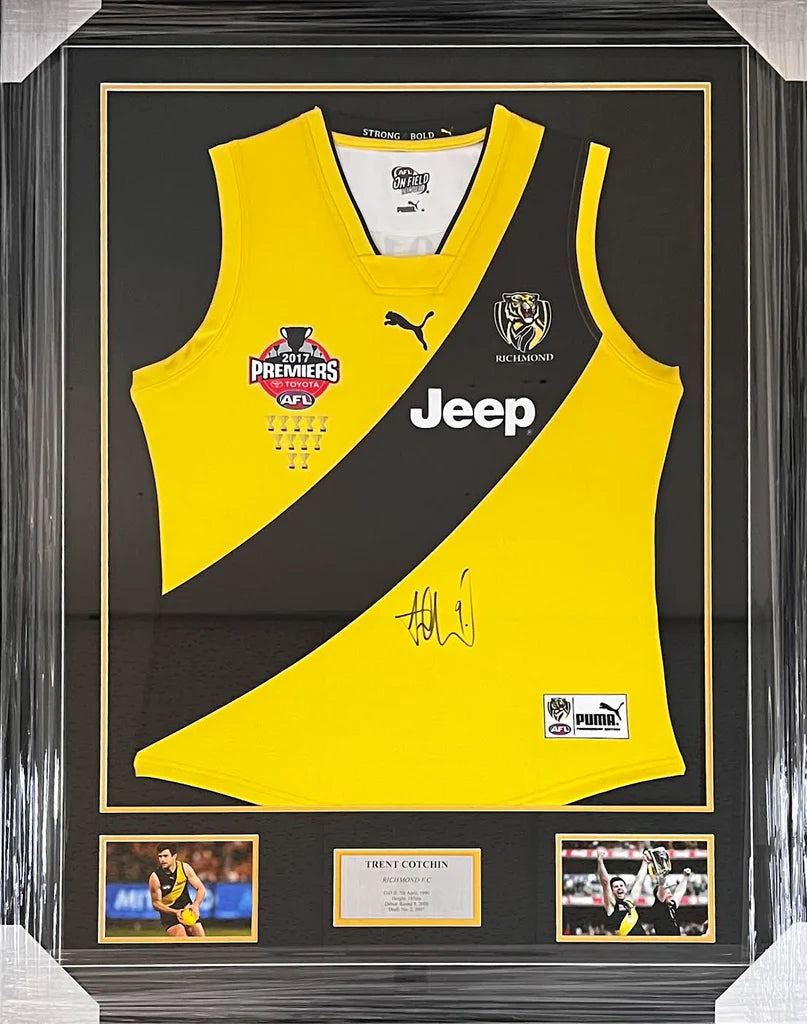 RICHMOND-Trent Cotchin Signed 2017 Premiership Jersey Framed