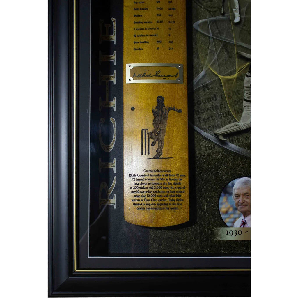 CRICKET-Richie Benaud Signed "Simply Marvellous"Cricket Bat