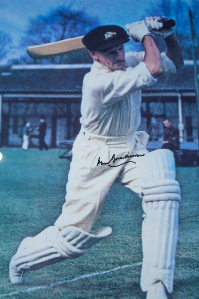 BRADMAN-Donald Bradman Signed Colour Photo with Baggy Green Cap from Bowral Museum