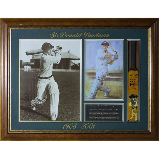 BRADMAN-Sir Donald Bradman framed mini bat