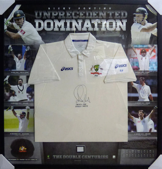 CRICKET-Ricky Ponting Signed and Framed Shirt "Domination".