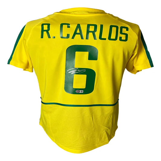 Roberto Carlos Autographed Brazil Soccer Jersey Unframed