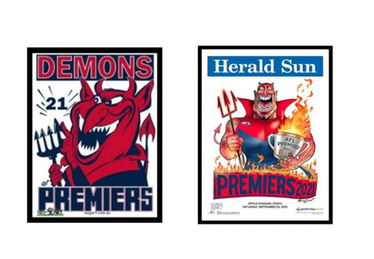 Melbourne- BUNDLE OFFICIAL WEG & OFFICIAL WEG ART MELBOURNE DEMONS 2021 FRAMED POSTERS