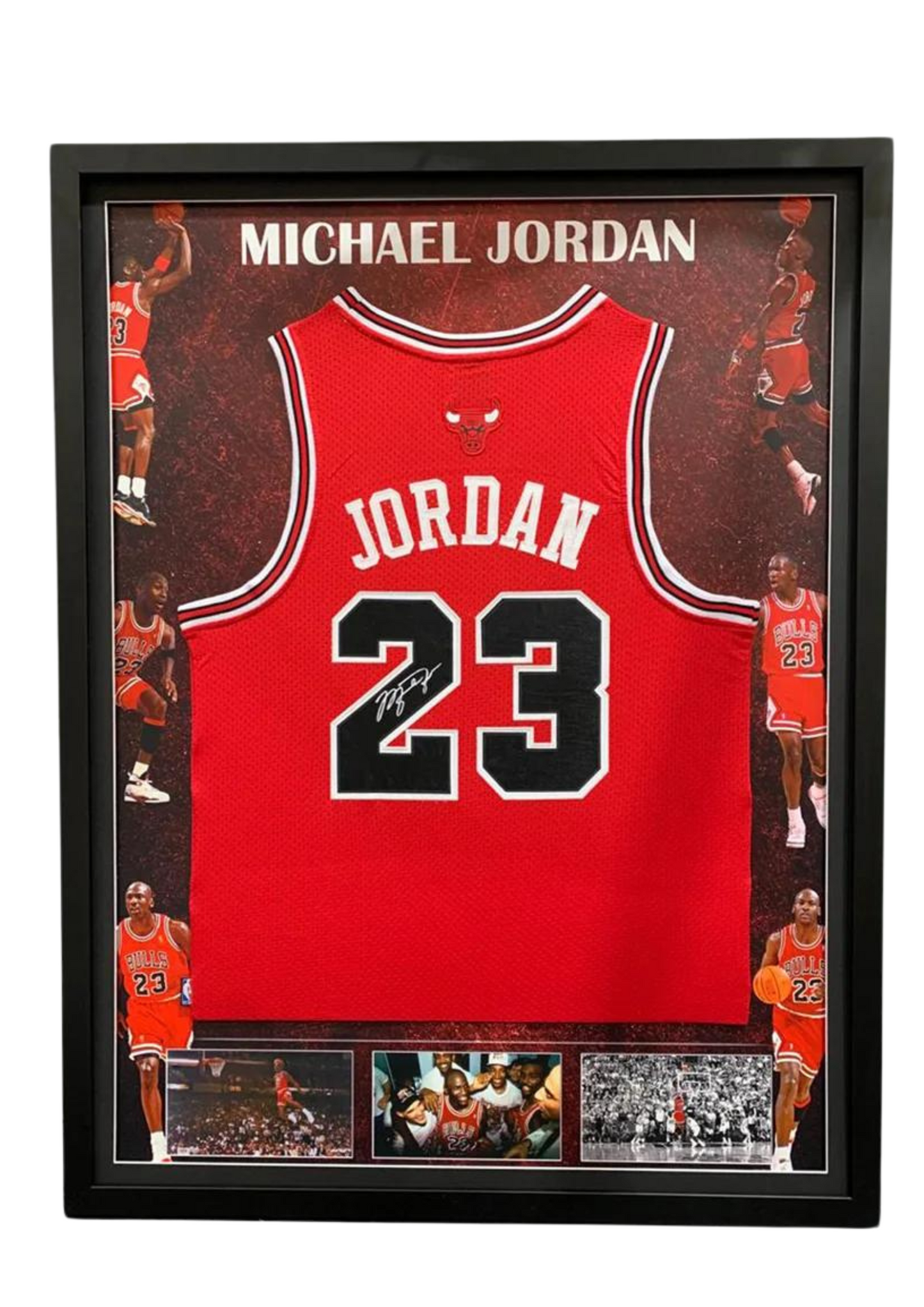 BASKETBALL-Michael Jordan Signed Facimile Signature Series Jersey Framed