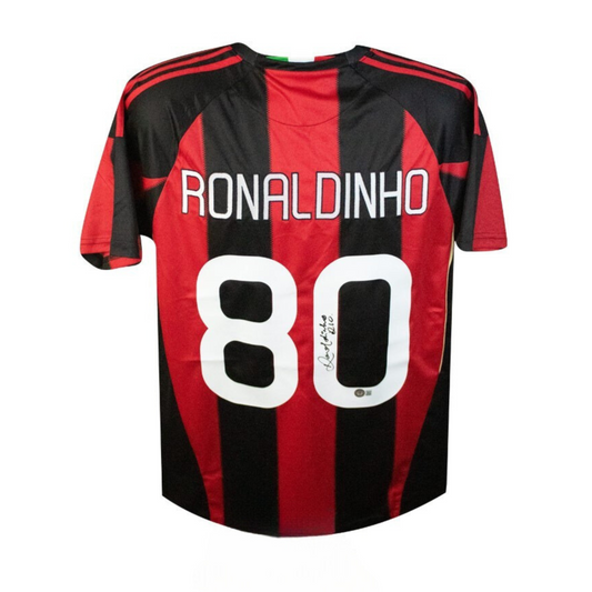 Ronaldinho Autographed AC Milan Soccer Jersey Unframed