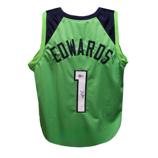 Anthony Edwards Autographed Minnesota Custom Green Basketball Jersey - BAS Unframed