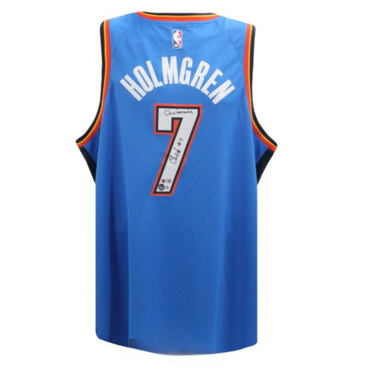 Chet Holmgren Autographed Oklahoma City Chetmate Blue Swingman Basketball Jersey - BAS Unframed