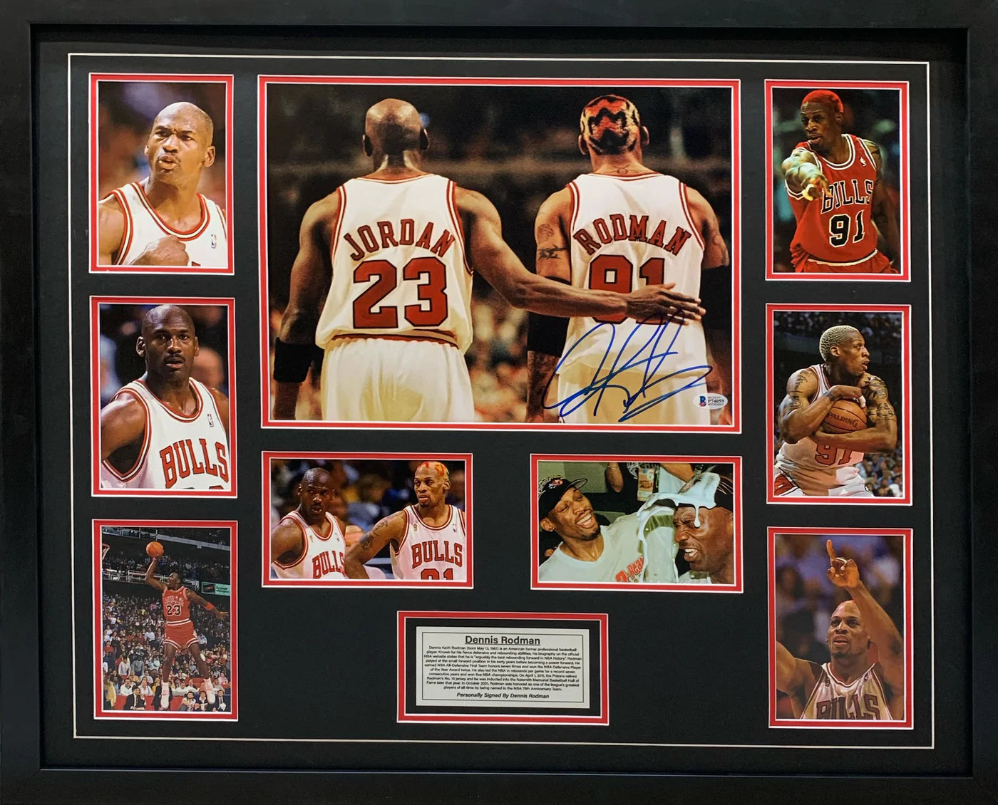 Dennis Rodman Hand Signed Poster - Framed