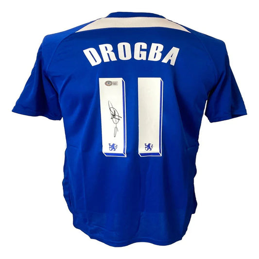Didier Drogba Autographed Chelsea FC Soccer Jersey Unframed