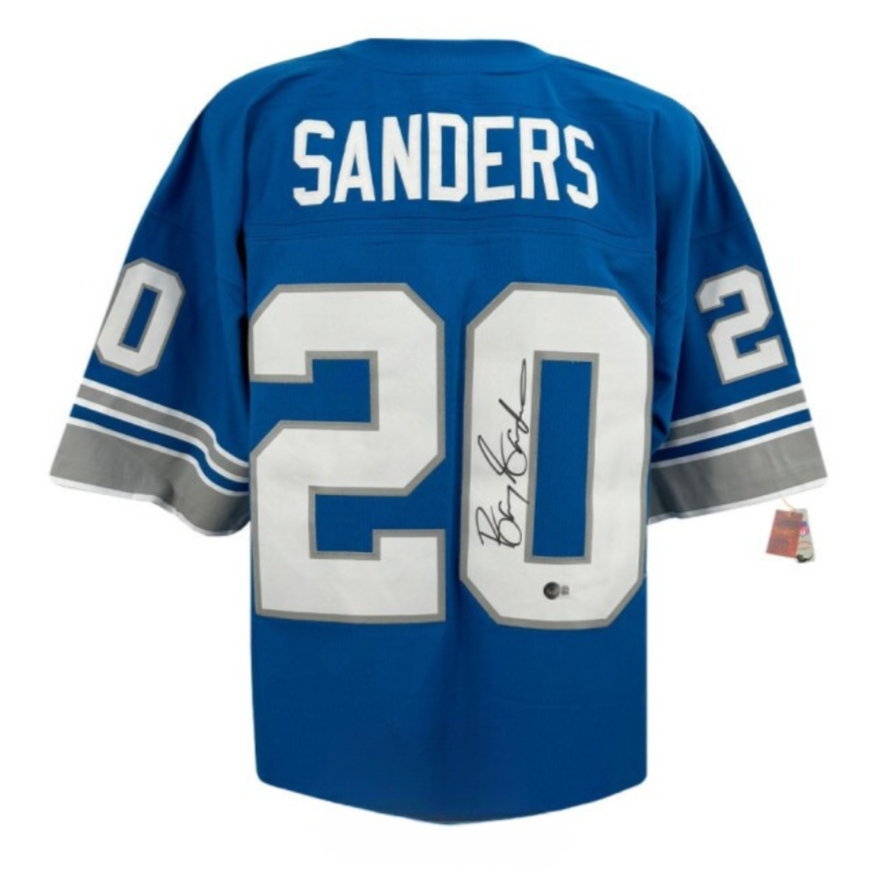 Barry Sanders Detroit Lions Blue Autographed Mitchell & Ness Jersey - BAS Unframed