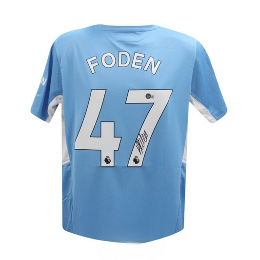 Phil Foden Autographed Manchester City Jersey Unframed